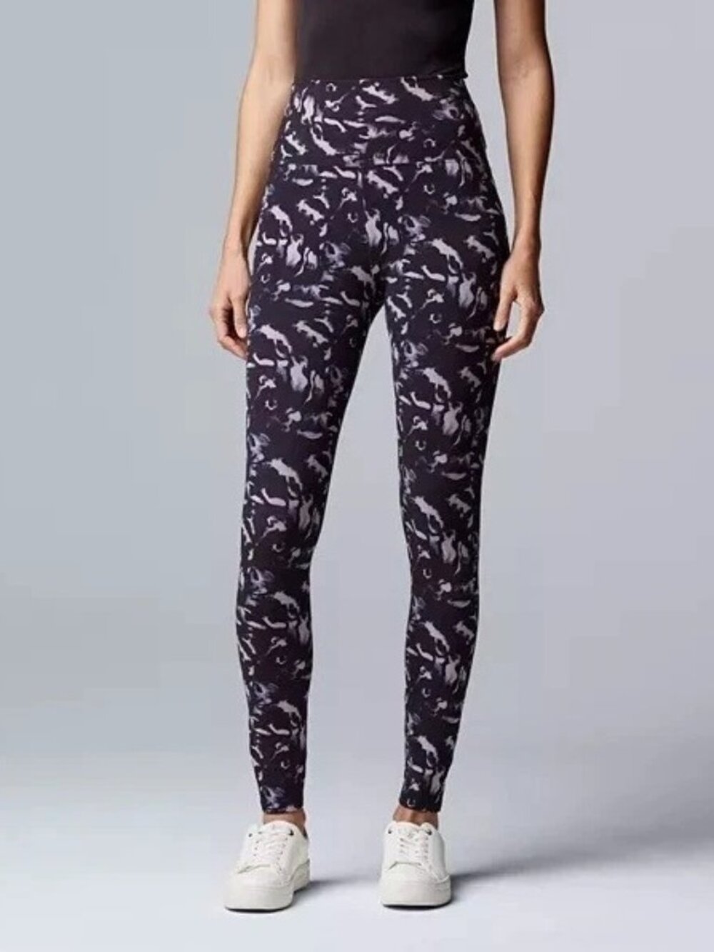 NWT Simply Vera Wang Women SZ 2X High Rise Live-In Black Wave Camo Leggings